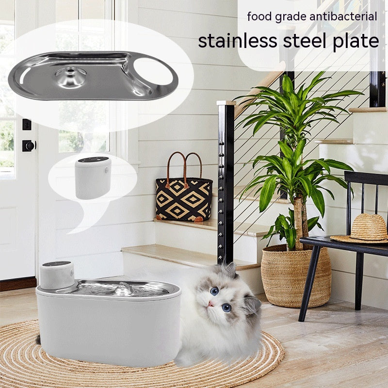 Smart Wireless Pet Water Dispenser — 2L Stainless Steel