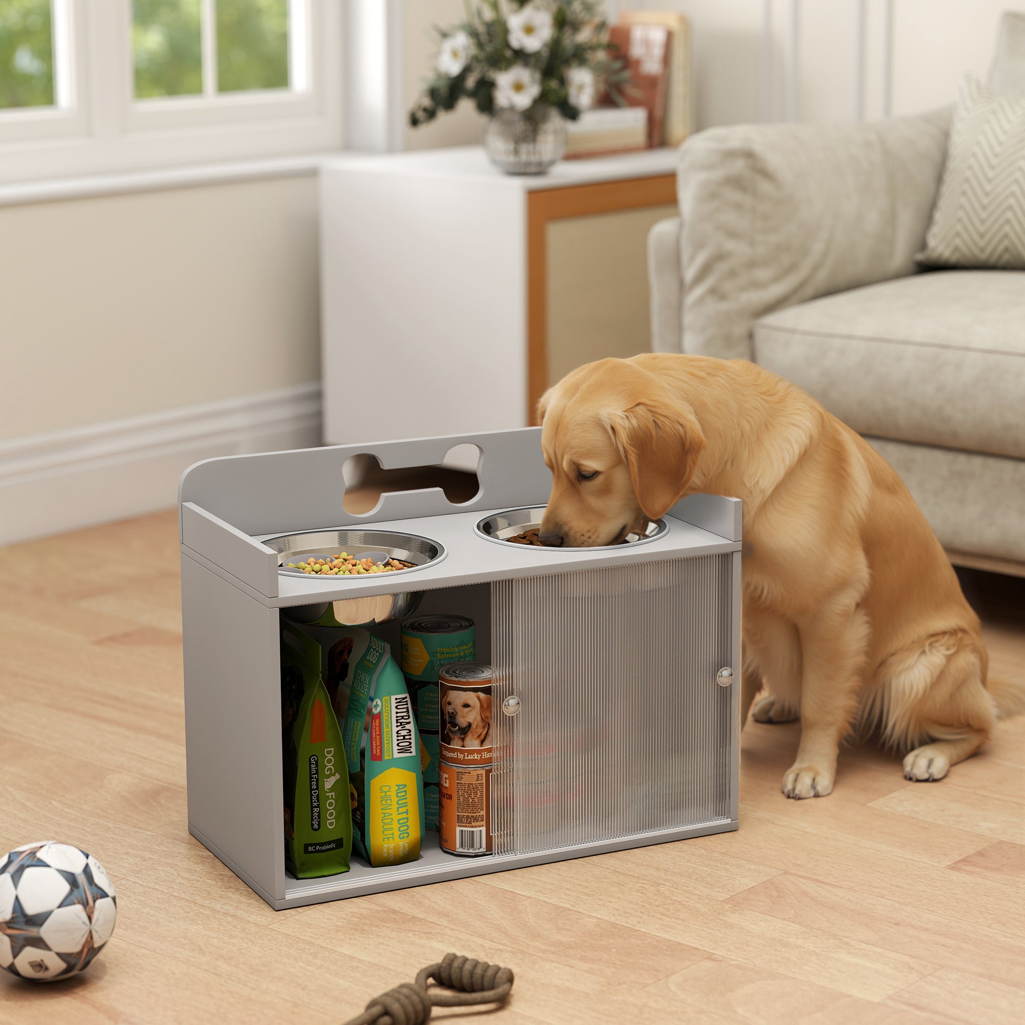 Elevated dog bowl stand double stainless steel large dogs