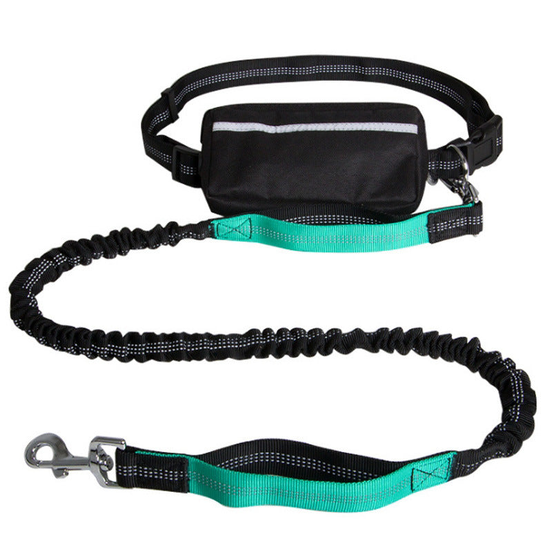 Nylon reflective hands-free dog leash running bungee elastic