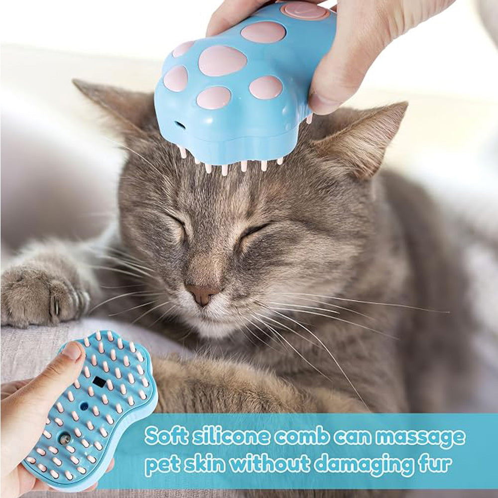 Steam Pet Grooming Brush — Rechargeable Paw Shape