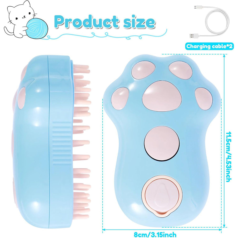 Steam Pet Grooming Brush — Rechargeable Paw Shape