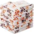 Dog fleece blanket Beige soft warm paw print