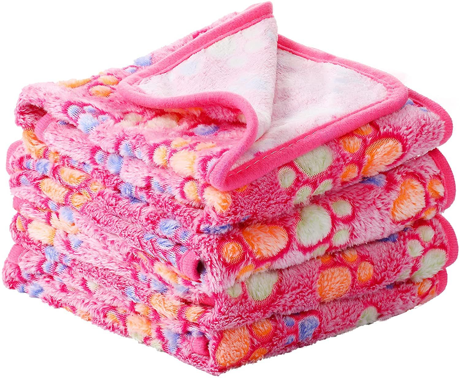 Dog fleece blanket Pink soft warm paw print